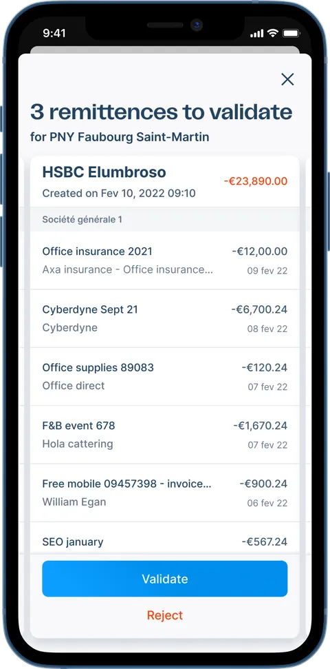 Validation des paiements sur l'application Agicap